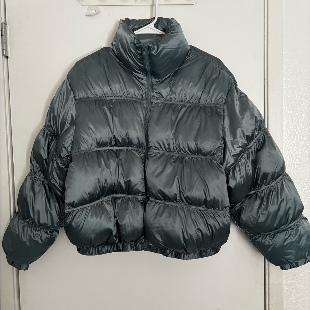 Wild Fable Shiny Dark Gray Bomber Jacket